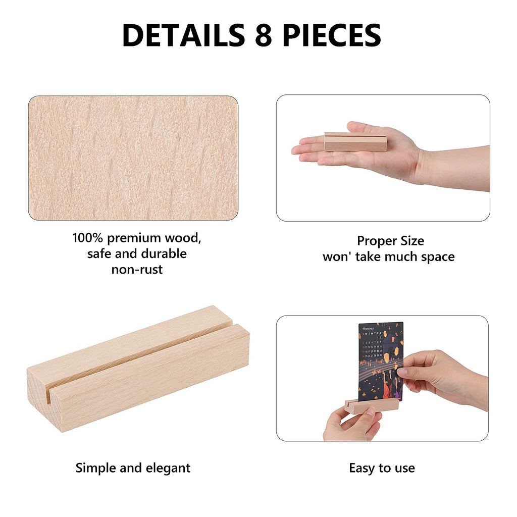 8 Pieces Wood Place Card Holders Table Number Holders Rustic Table Number Stands Wooden Sign Holders For Wedding Party Table Dec