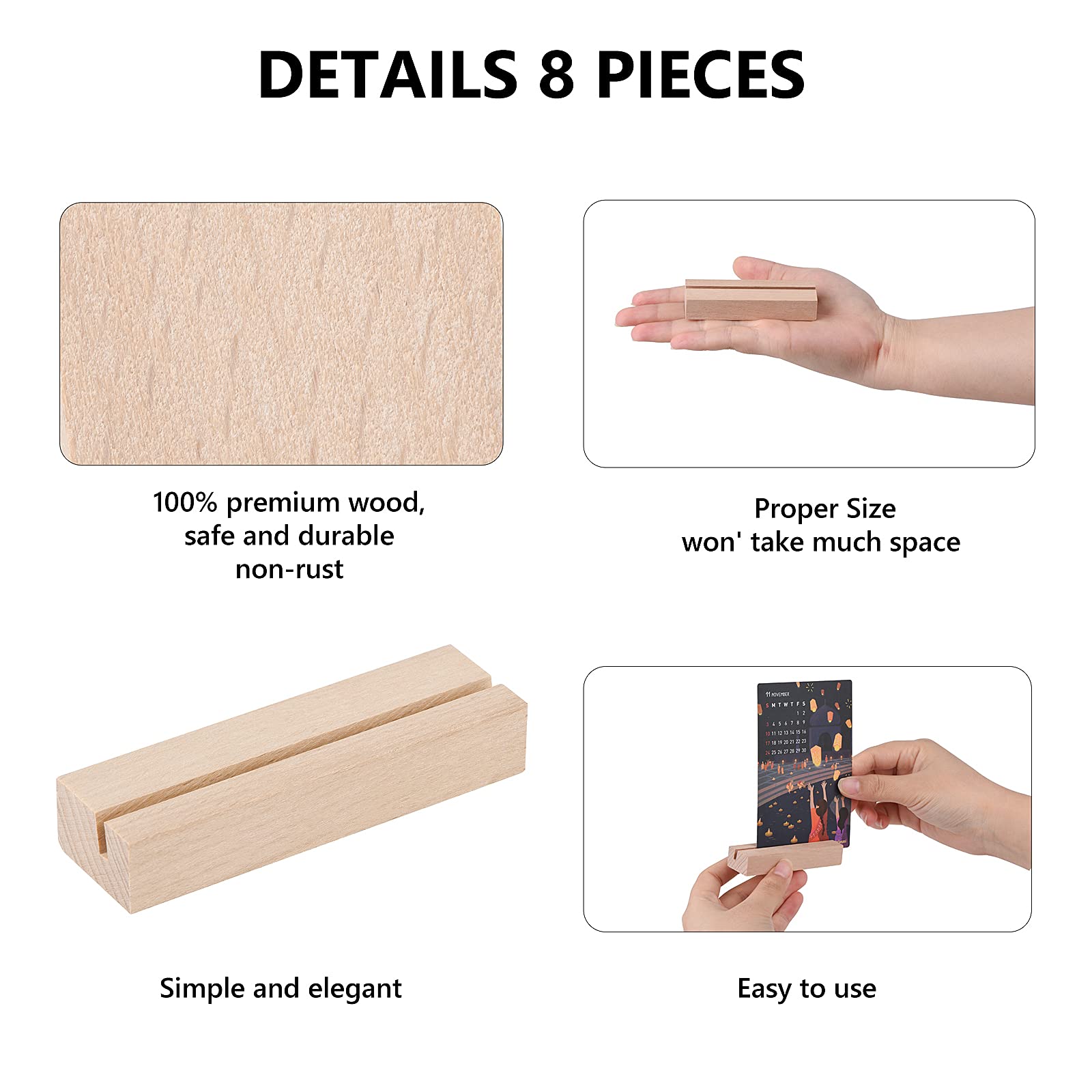8 Pieces Wood Place Card Holders Table Number Holders Rustic Table Number Stands Wooden Sign Holders For Wedding Party Table Dec