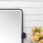 Tehome Horizontal Pivot Mirror Black Tilt Mirror For Bathroom Beveled Metal Framed Pivoting Rectangle Bathroom Mirror, 35X23''