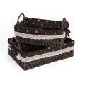 HOKIPO Rectangular Environmental Friendly Paper Rope Wicker Storage Baskets With Handle, Pack of 2, Brown (AR3907CBR)
