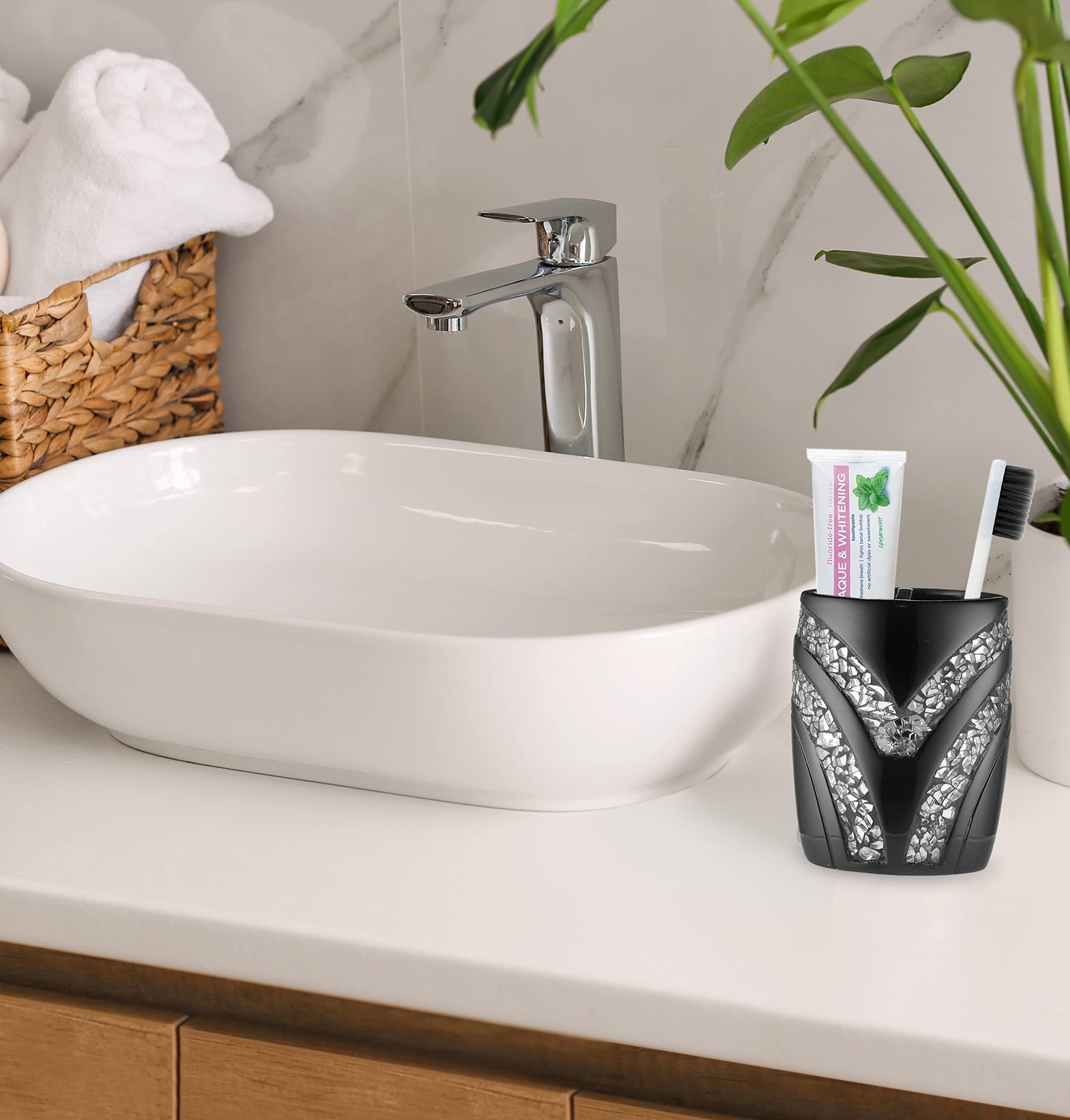 Popular Bath Sinatra Collection Tooth Brush Holder, Black