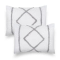 Sweet Jojo Designs Minimalist Macrame Boho Chic White And Grey Set Of 2 Pillow Cases Standard Queen Pillowcase Sham Cover Set Be