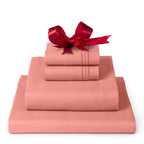 Mellanni Twin Sheet Set - 4-Piece Iconic Collection Bedding, (Including 2 Pillowcases), 16-Inch Deep Pocket, Easy Care, Extra Soft, Cooling Sheets, Brushed Microfiber - Coral