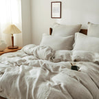 Simple&Opulence 100% Linen Duvet Cover Set, Pure Natural French Flax Linen Duvet Cover Twin Size, Breathable Soft Comfy Linen Be