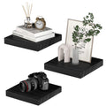 PopiShelves Small Floating Shelves for Wall - 9 Inch Square Black Shelves for Bedroom, Living Room, Bathroom, Kitchen, Office De