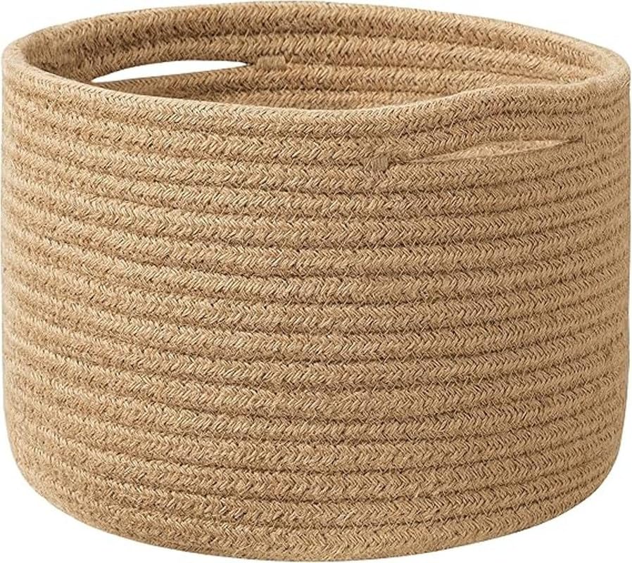 Mansa Small Cotton Rope Storage Basket, Woven Bin with Handles, Baby Nursery Organizer, Perfectly Sized at 9 X 7, Use in Living 
