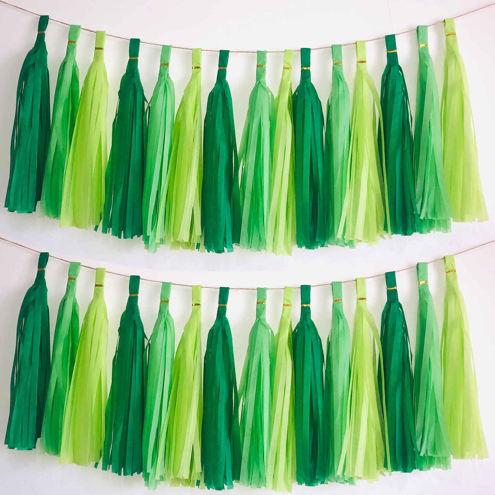 We Moment Green Dark Green Light Green Tissue Paper Tassels Party Tassel Garland Banner for Green Party Decorations, DIY Kits,15