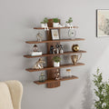 BLUEWUD Caselle Engineered Wood Wall Mounted Decor Display Decorative Storage Wall Shelf for Living Room Home Furniture (Brown M