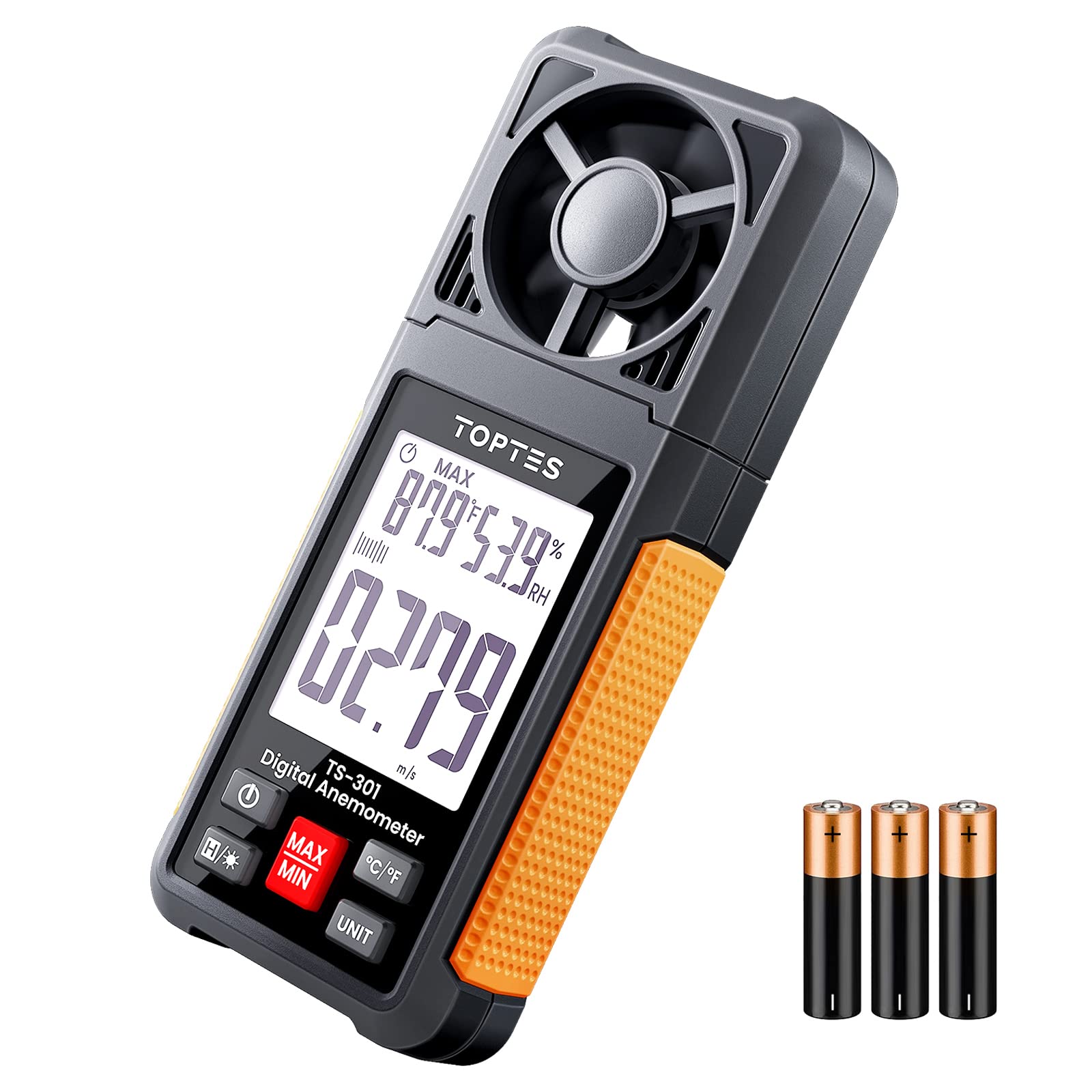 Toptes Ts-301 Digital Anemometer, Wind Speed Meter With 2.26-Inch Big Backlight Lcd Screen, Air Flow Meter For Sailing Surfing D