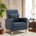 COLAMY Accent Living Room Chairs Set of 2, Upholstered Fabric Arm Chair Reading Side Chair with Back Pillow and Wood Legs, F-Gre