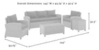 Crosley Furniture Bradenton 5-Piece Outdoor Sofa Patio Furniture Set, Wicker Conversation Sets for Porch, Brown with Navy Cushions
