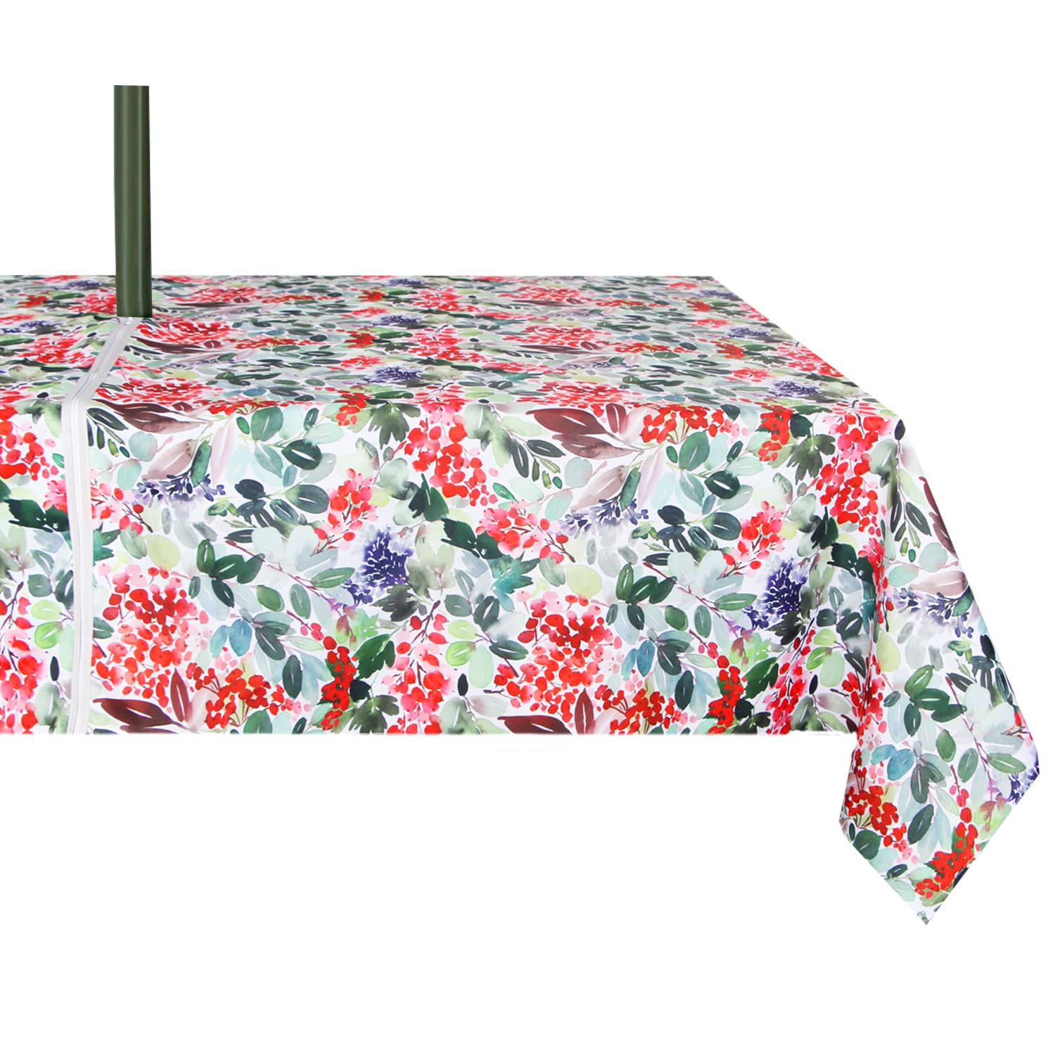 Ehousehome Outdoor Indoor 60X84 Inch Round Tablecloth With Umbrella Hole And Zipper, Waterproof Zippered Patio Table Cloths, Spr