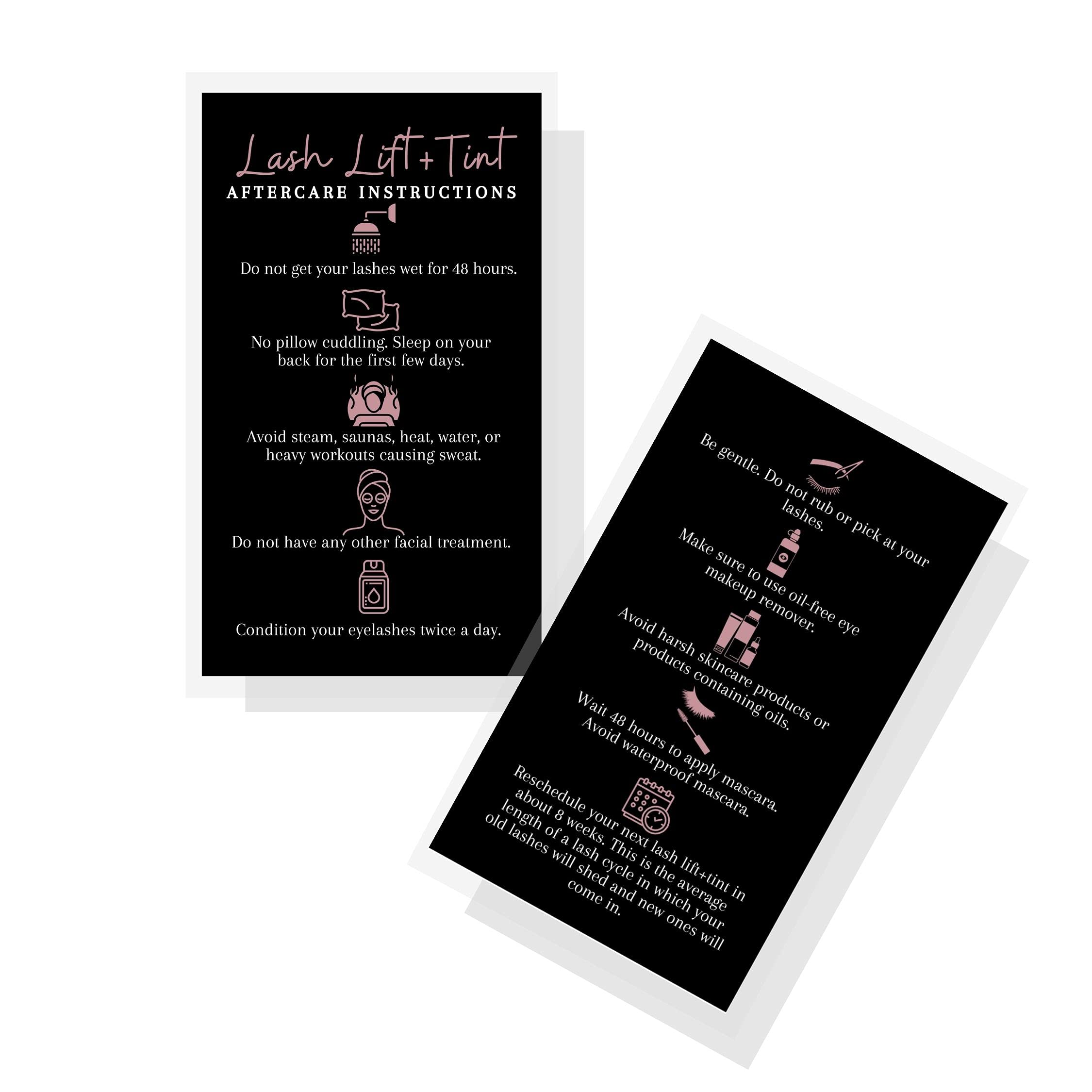Boutique Marketing Llc Lash Lift + Tint Aftercare Instruction Cards | 50 Pack | 2X3.5 Inches Business Card Size | Eyelash Lift A