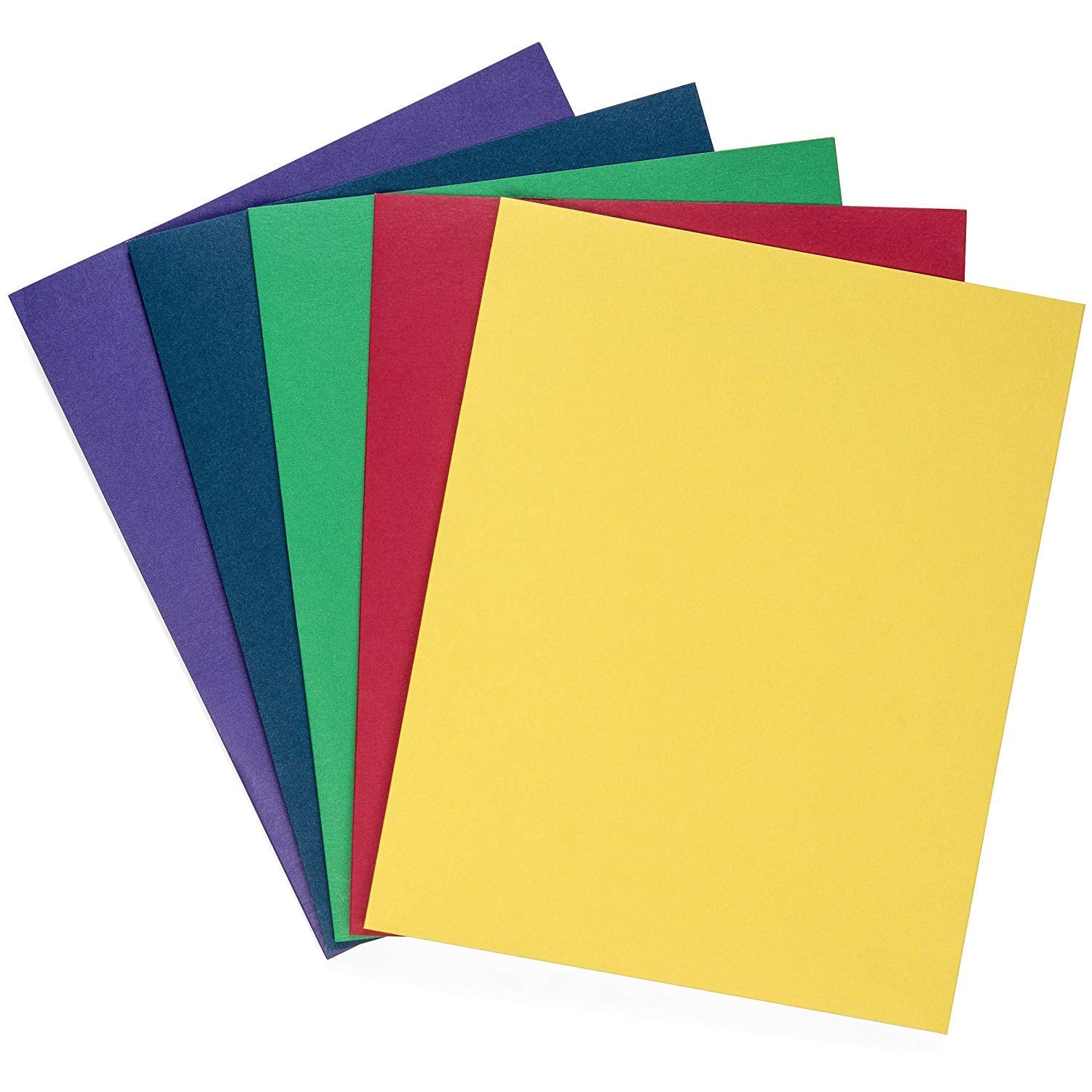 Blue Summit Supplies 50 Two Pocket Folders, Designed For Office And Classroom Use, Assorted 5 Colors, 50 Pack Colored 2 Pocket F
