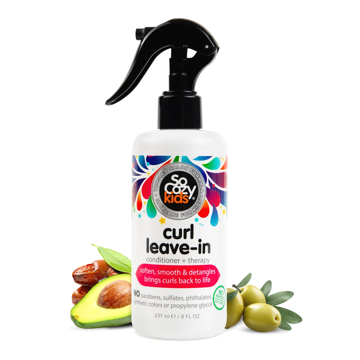 So Cozy Leave In Conditioner Spray (8 Fl Oz) Paraben-Free Detangler for Kids' Curly Hair, Deep Conditioner & Tangle-Free Curls, 