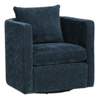 Comfort Pointe Sheldon Navy Blue Fabric Swivel Barrel Accent Chair