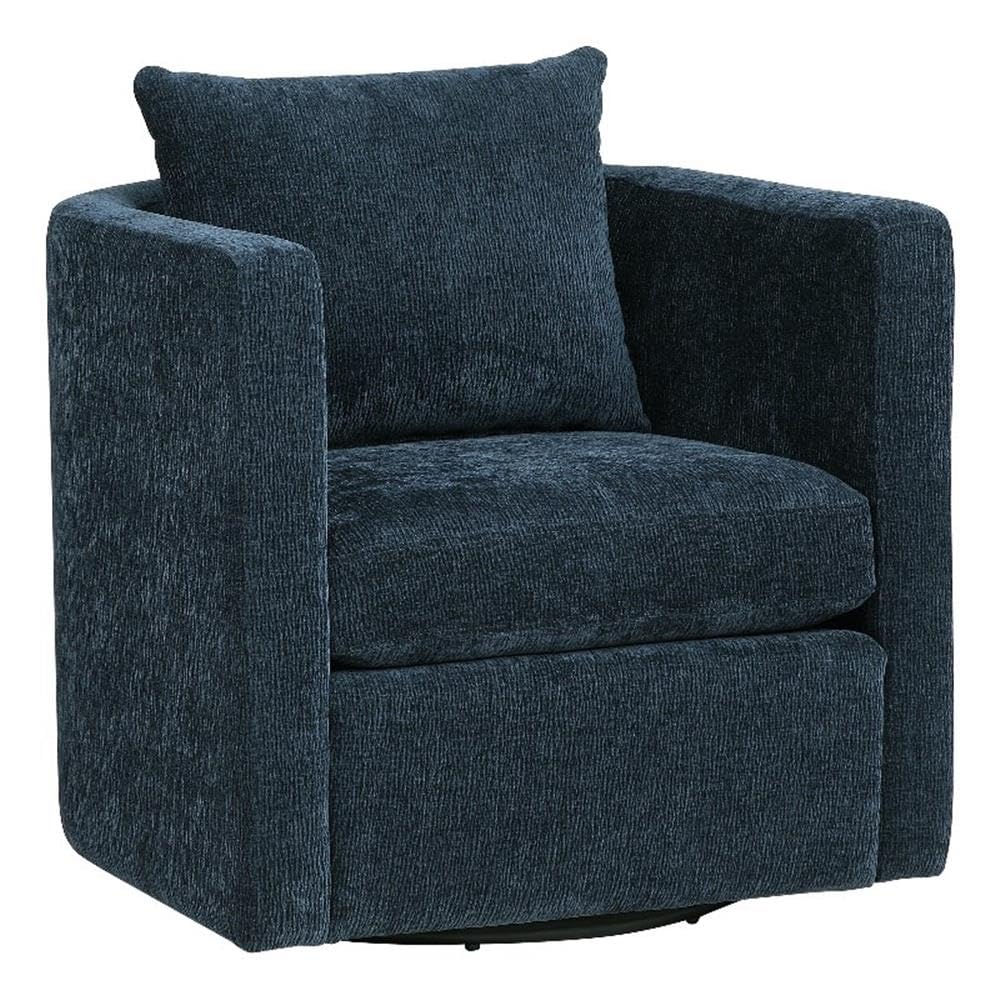 Comfort Pointe Sheldon Navy Blue Fabric Swivel Barrel Accent Chair