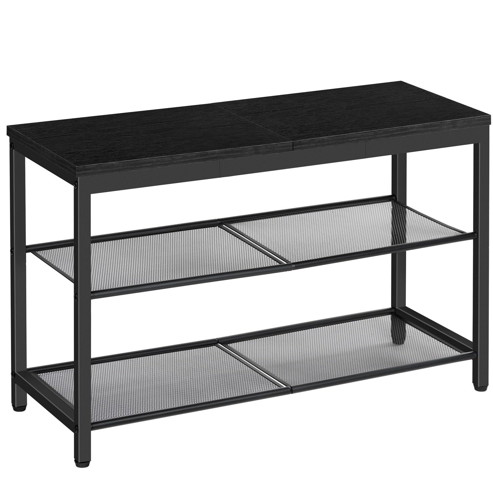 HOOBRO Shoe Bench, 3-Tier Shoe Rack, Industrial Shoe Organizer Storage Bench, 29.5 inches Entry Bench with Mesh Shelves, for Ent