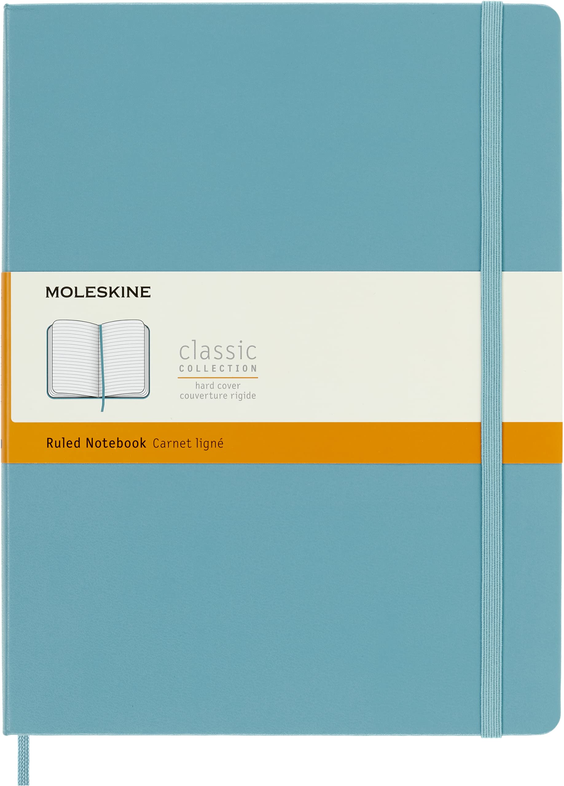 Moleskine Classic Notebook, Hard Cover, Xl (7.5' X 9.5') Ruled/Lined, Reef Blue, 192 Pages