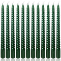 10 Inch Green Spiral Taper Candles Set for Christmas and Spring, Unscented Dripelss Candlesticks for St. Patrick's Day Holiday P
