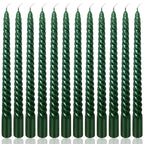 10 Inch Green Spiral Taper Candles Set for Christmas and Spring, Unscented Dripelss Candlesticks for St. Patrick's Day Holiday P