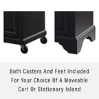 Crosley Furniture Lafayette Stone Top Rolling Kitchen Island Storage Cart, Microwave Stand, Spice Rack, Black