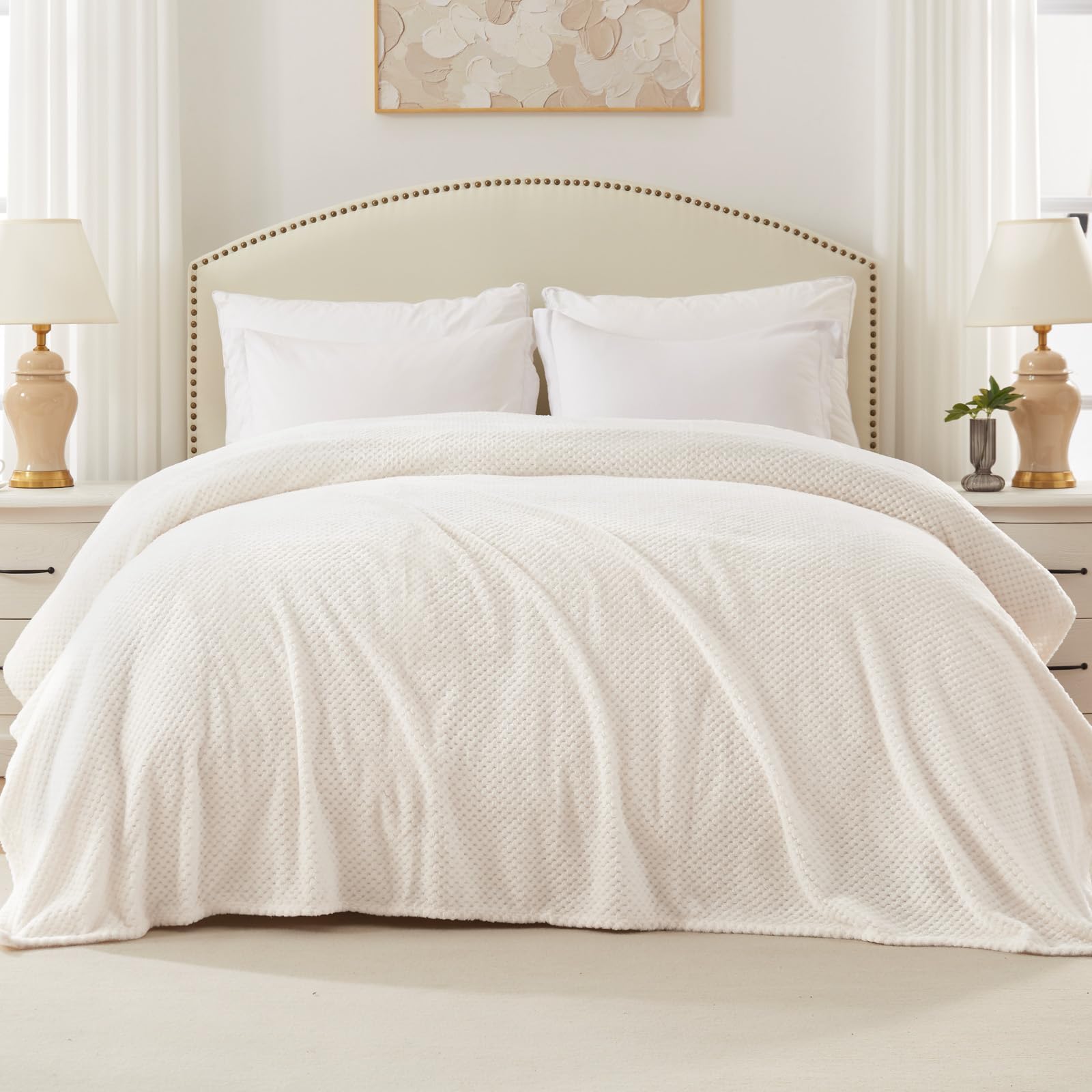 Exclusivo Mezcla Fleece Bed Blanket Queen Size, Super Soft And Warm Blankets For Couch, Sofa And Bed Waffle Textured, Cozy, Fuzz