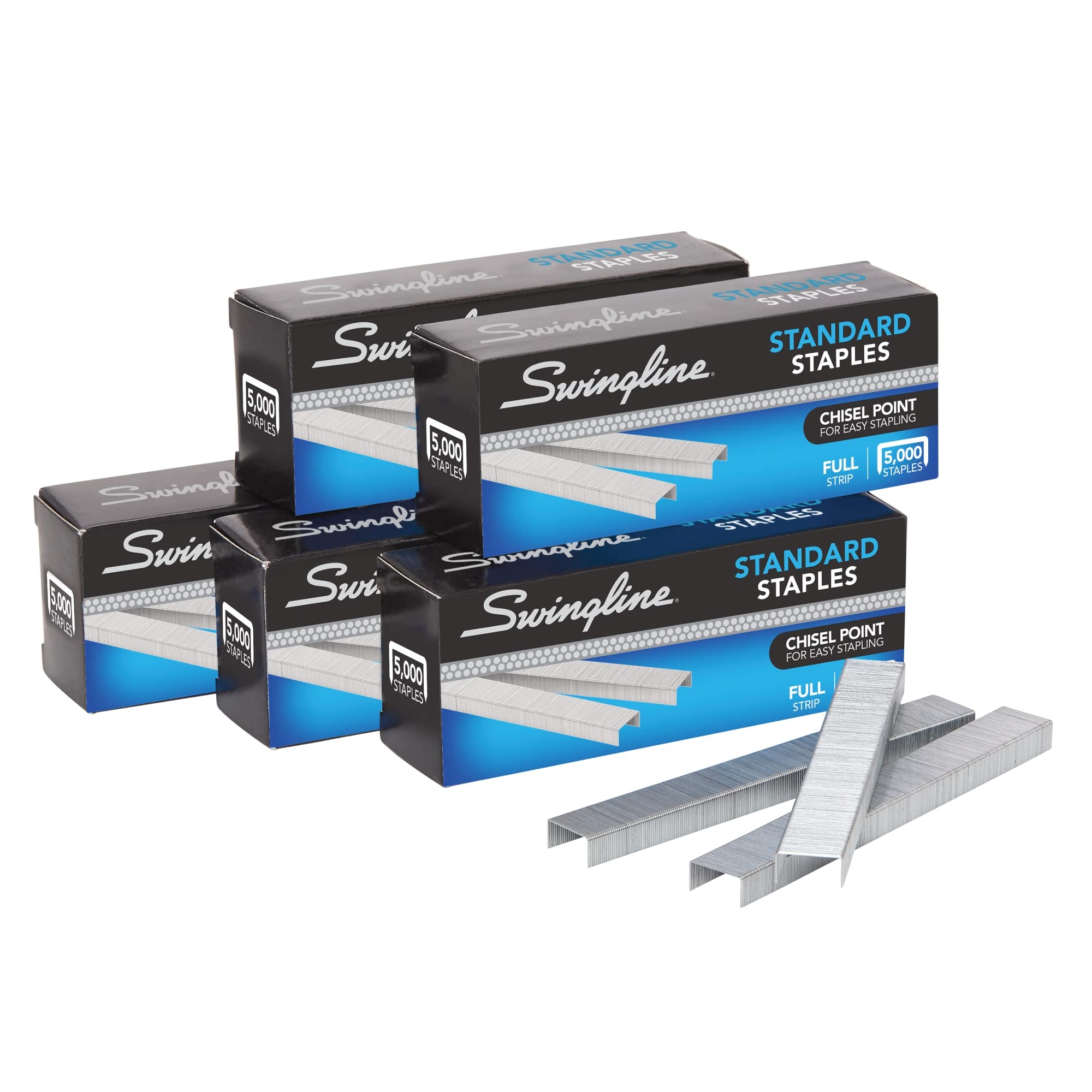 Swingline Staples, 5 Pack, Standard Staples For Desktop Staplers, 1/4' Length, 210/Strip, 5000/Box (35101)