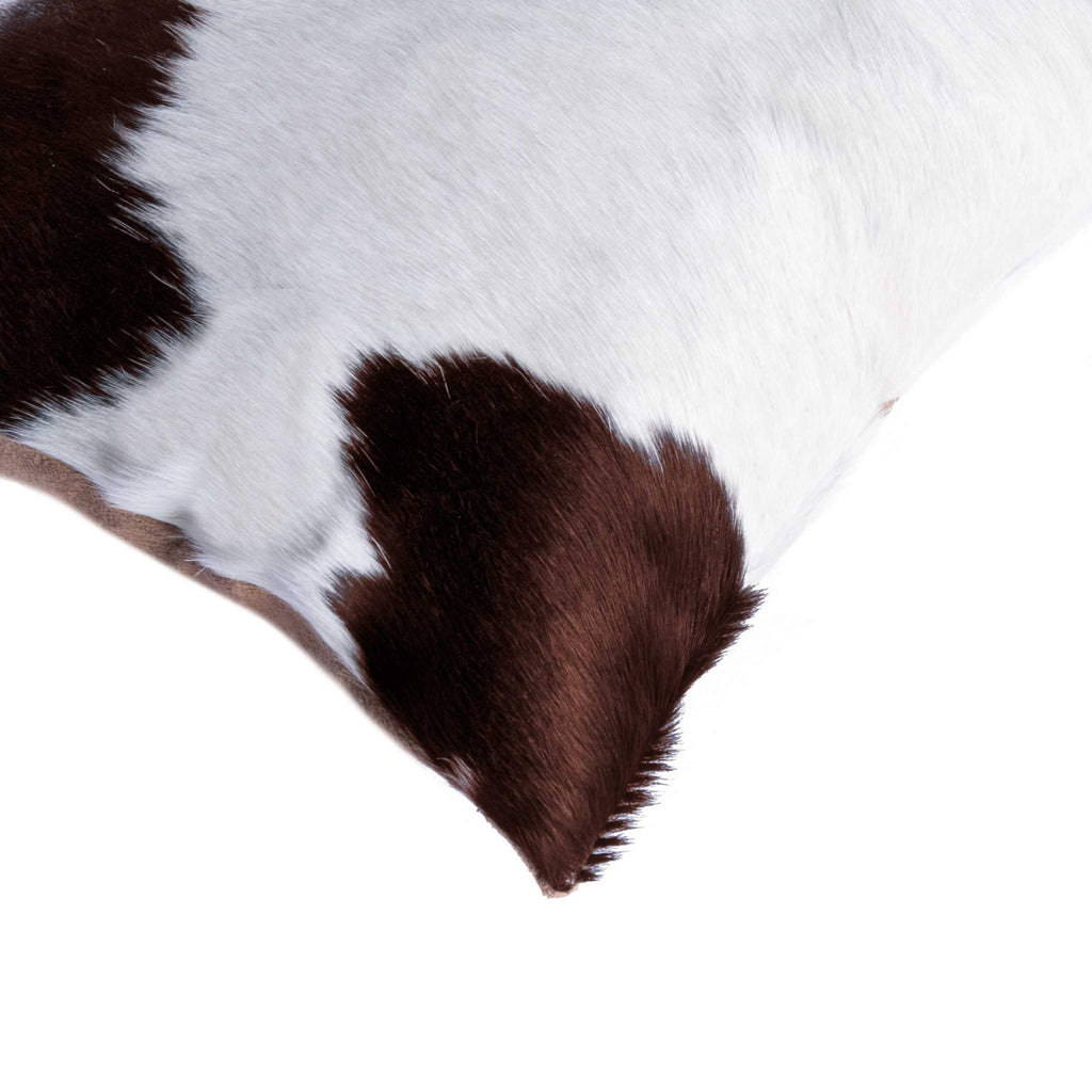 HomeRoots Kitchen 12' x 20' x 5' White and Brown Cowhide Pillow with Hidden Zipper Closure