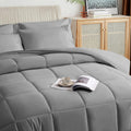 Taimit Grey King Size Comforter Set - 7 Pieces, Bed In A Bag Bedding Sets With All Season Soft Quilted Warm Fluffy Reversible Co
