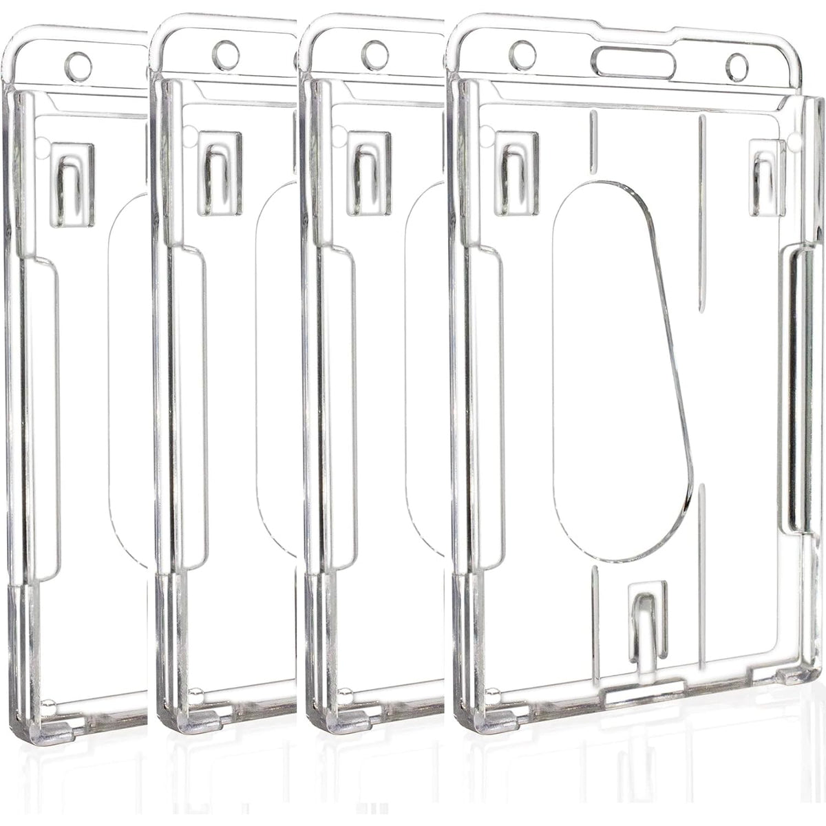 Hard Plastic Badge Holder, Fadyraye Clear Id Badge Name Card Holder With Easy Access Thumb Slot, Transparent Pc Case For Office