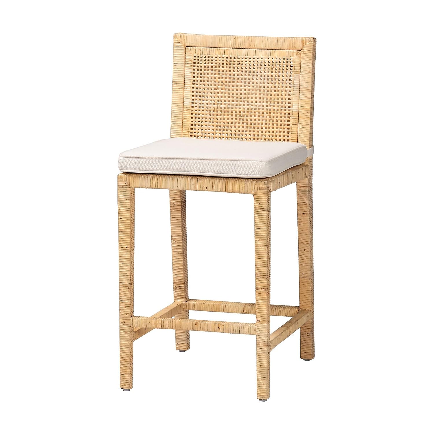 Baxton Studio Sofia Modern Wood Counter Stool with Back, Natural (185-11874-HiT)