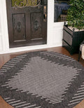 Unique Loom Outdoor Modern Collection Area Rug - Tambor (10' 8' Round, Charcoal Gray/ Ivory)