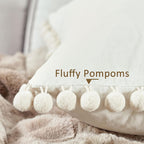 Top Finel Pack Of 2 Decorative Pillow Covers 16X16 Inches Cream Velvet Throw Pillow Covers With Pom-Poms Off White Square Cushio