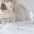 JINMURY Frosted Arch Wedding Table Numbers 1-15 with Stands, 5x7 Inch Frosted Arch Acrylic Sign with Black Letters, Frosted Arch