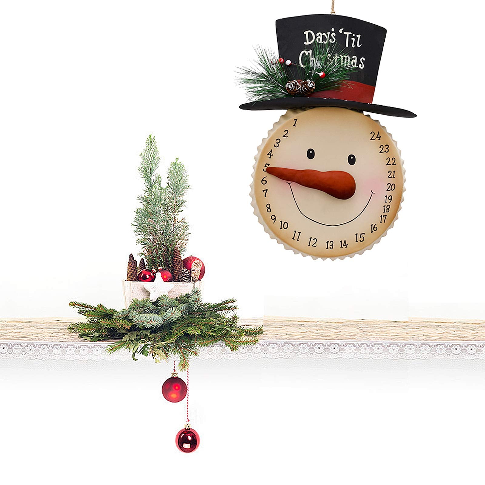 Metal Snowman Sign Hanging Christmas Countdown Advent Calendar Wall Decoration, Snowman Figurine Countdown To Christmas Decor Ru