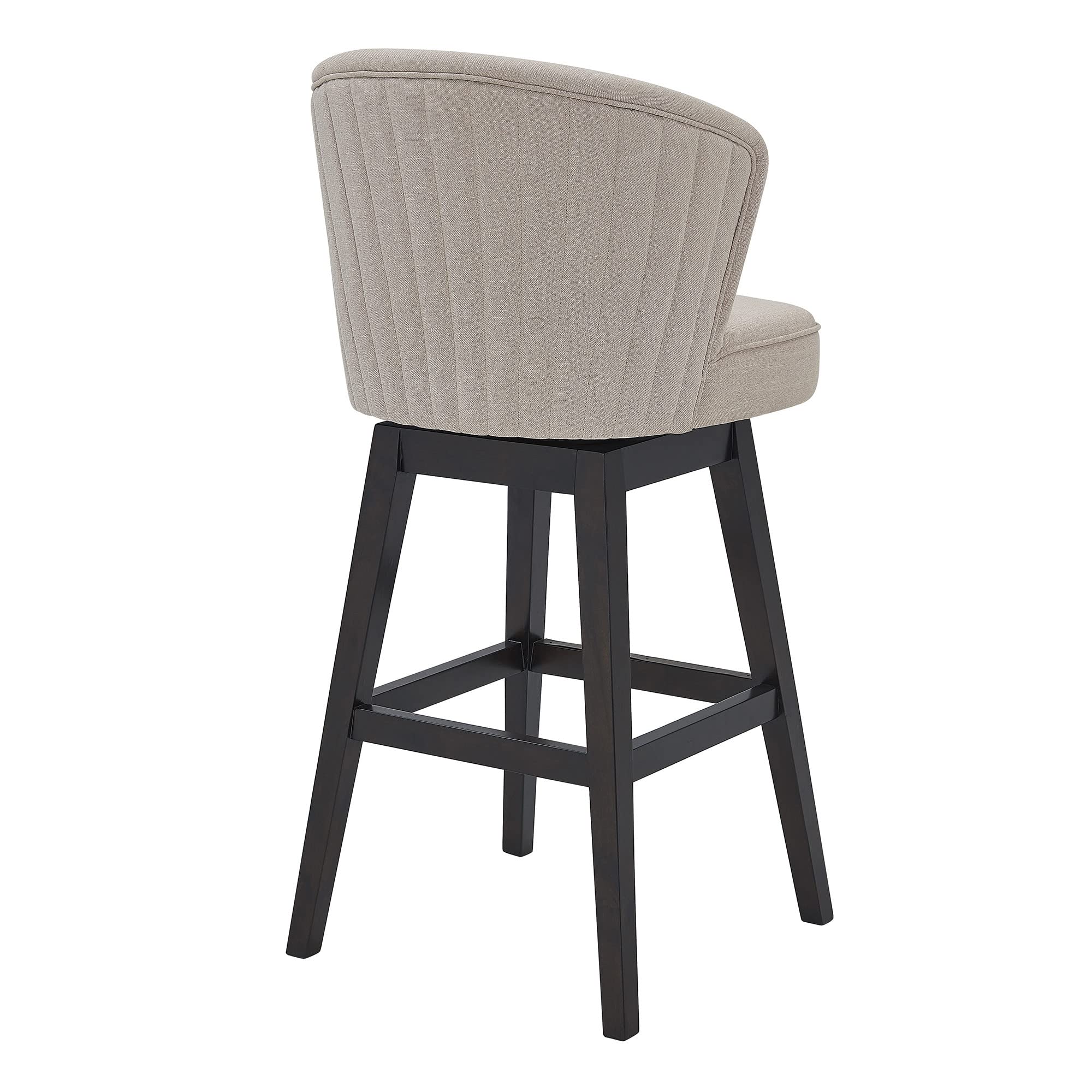 HomeRoots Wood, Foam, Fabric, Metal Turnplate/Kickplate 30' Tan Espresso Wood Fabric Swivel Bar Stool