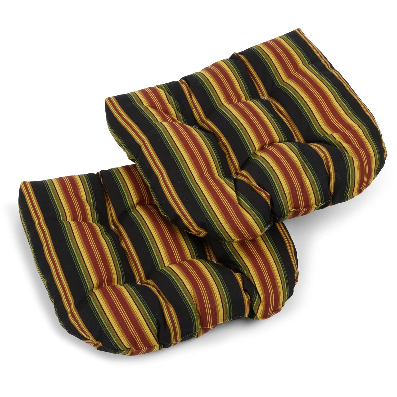 Blazing Needles Outdoor Spun Poly 19-Inch by 19-Inch by 5-Inch All Weather UV Resistant U-Shaped Cushions, Lyndhurst Raven, Set 
