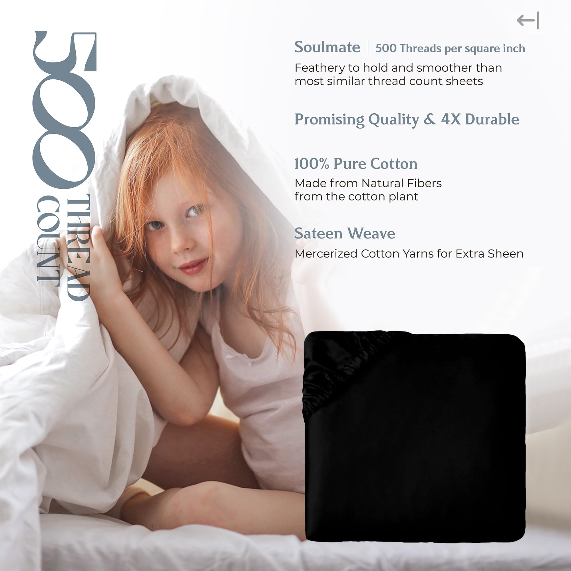 Mayfair Linen 100% Cotton Full Size Fitted Sheet Only - 500 Thread Count 16'' Deep Pocket Full Size Fitted Sheet, Soft Cooling D