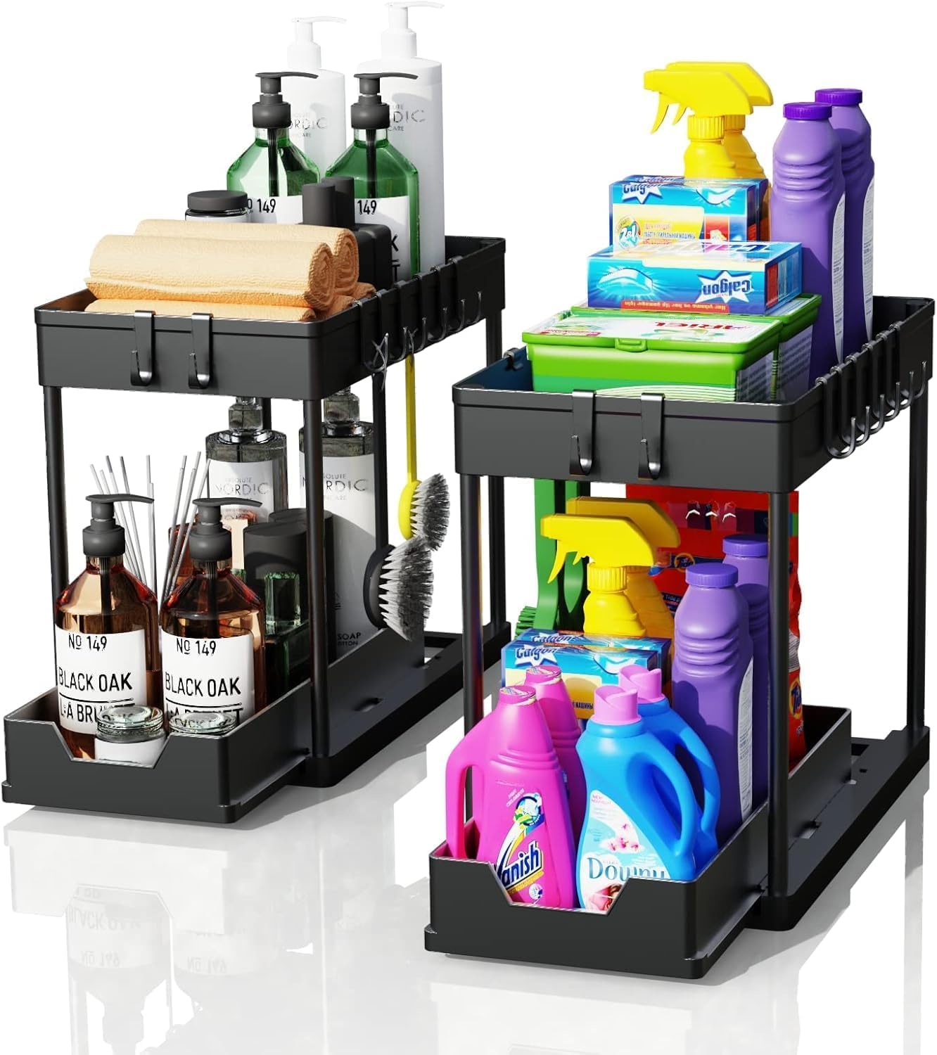 Zollyss Under Sink Storage Organizer | 2Tier PullOut Storage Rack | 35.5Cm X 21Cm | Bathroom Organizer | Expandable Rack With 