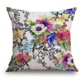 Tssohu Throw Pillow Cover Vivid Colorful Garden Print Blossoming Wildflowers Birds Leaves Branches Decorative Throw Pillow Case
