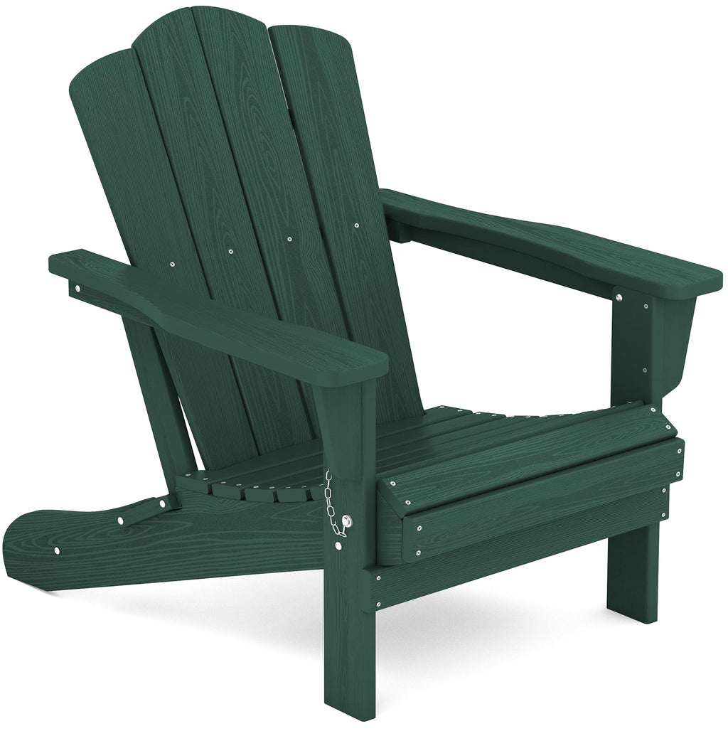 Kingyes Folding Adirondack Chair Set Of 8, Hdpe All-Weather Folding Adirondack Chair, Green