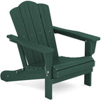 Kingyes Folding Adirondack Chair Set Of 8, Hdpe All-Weather Folding Adirondack Chair, Green