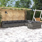vidaXL 9 Piece Outdoor Patio Lounge Set with Cushions, Sturdy Powder-Coated Steel Frame, Weather-Resistant PE Rattan, Modular Design, Gray and Anthracite
