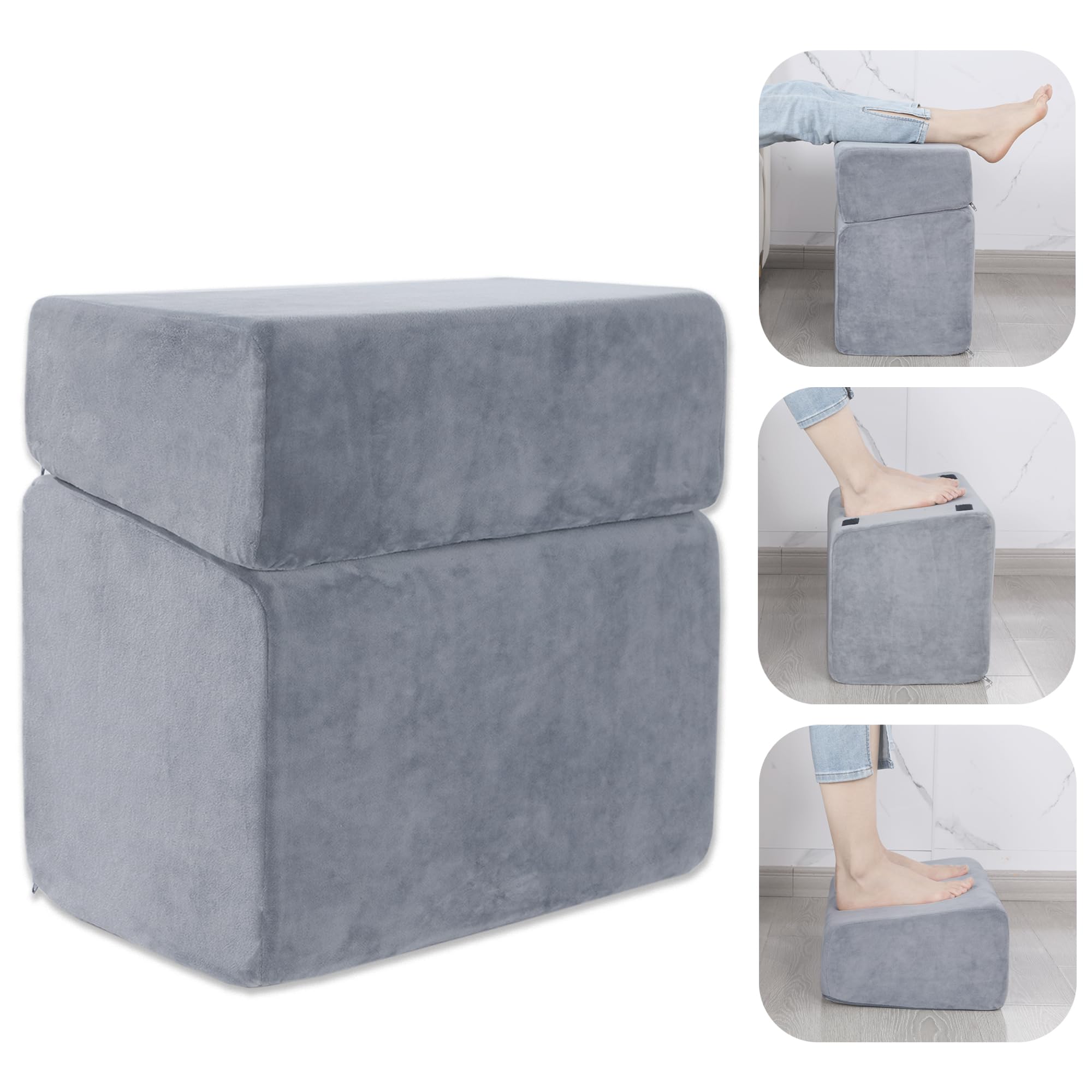 ROYALAY Adjustabl Foot Rest Under Desk for Office, High-Density Foam Foot Rest with 3 Adjustable Heights, Ergonomic Footrest wit