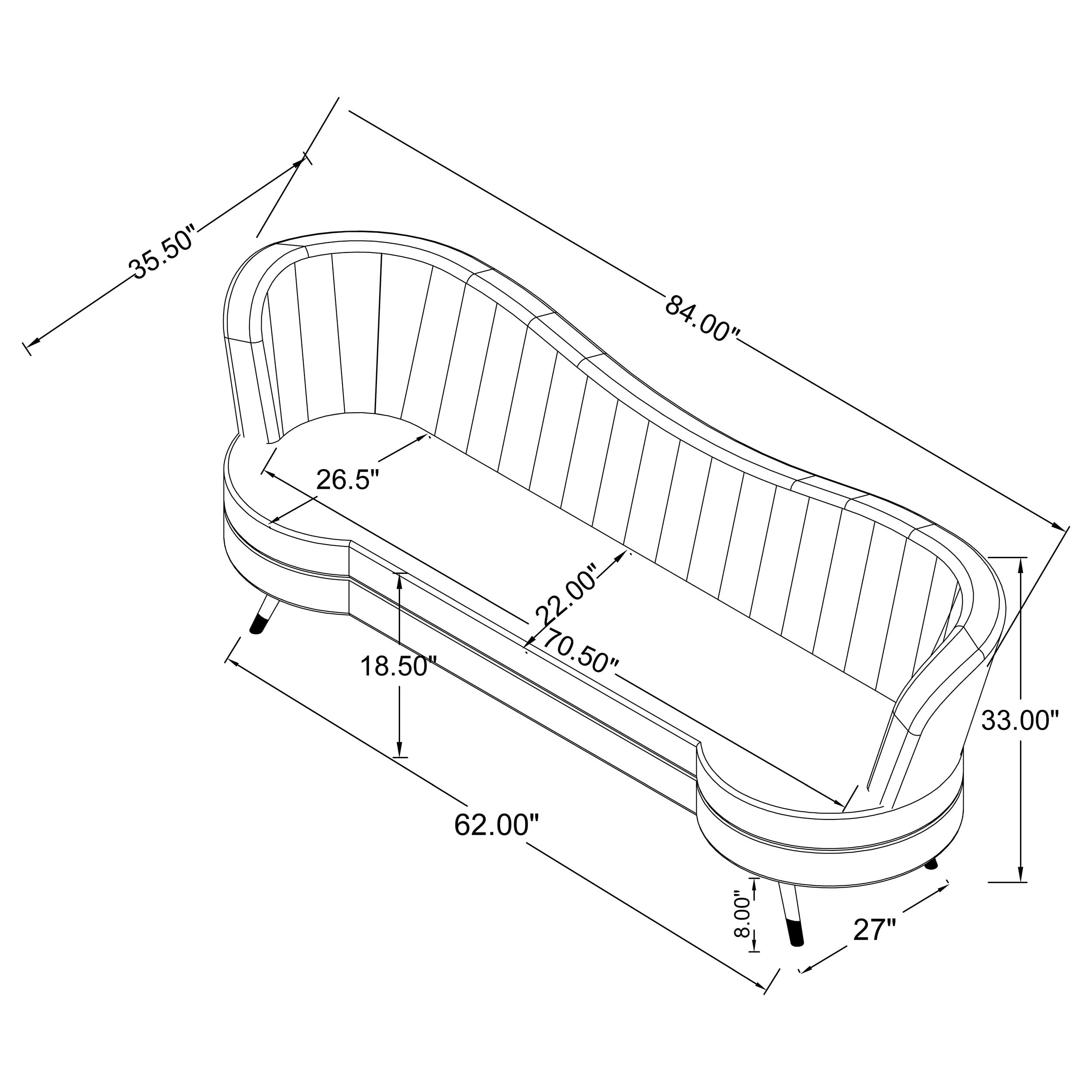 Coaster Sophia 3-Piece Sofa Set, Blue