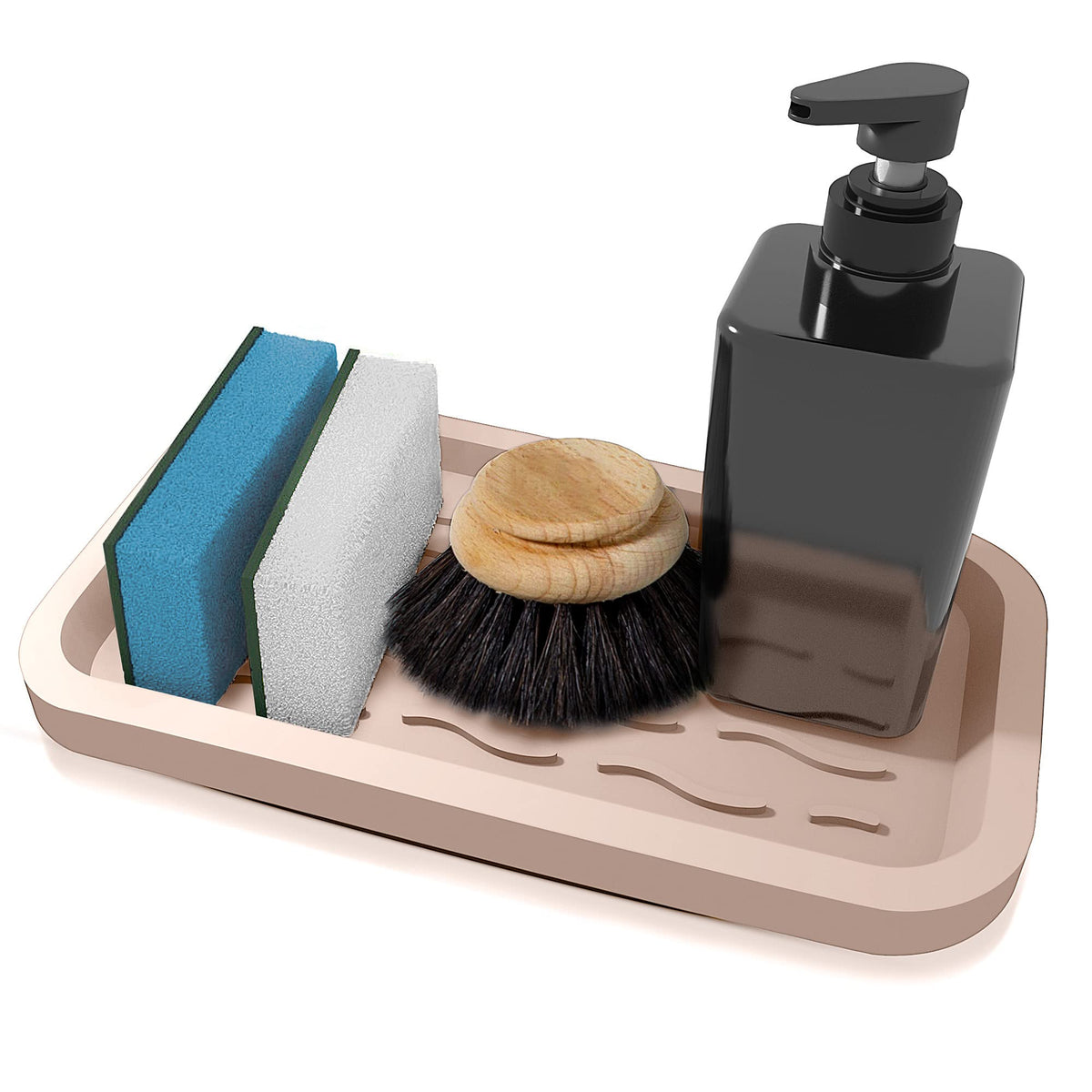 Silicone Sponge Holder Kitchen Sink Organizer Tray - Scrubber Spoon Holder - Silicone Soap Tray Sponge Holder - Kitchen Sink Org