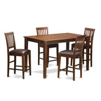 East West Furniture Dudley 5 Piece Counter Height Set Includes a Rectangle Kitchen Table and 4 Faux Leather Upholstered Dining Chairs, 36x60 Inch, Mahogany