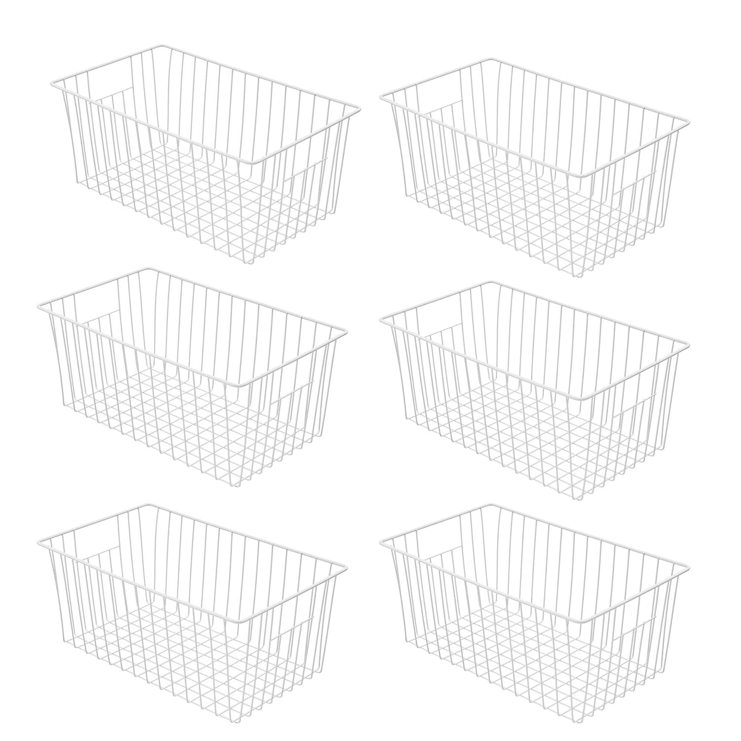 Lonpute 16Inch Farmhouse Freezer Wire Baskets Organizer Storage Bins Large Organizer Baskets With Handles For Storage, Office, K