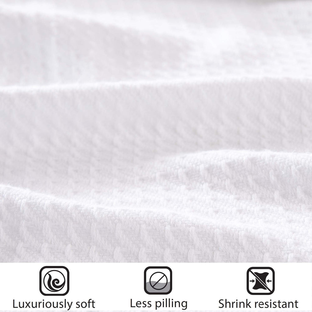 Madison Park Egyptian Cotton Luxury Blanket White 108X90 King Size Knit Premium Soft Cozy 100% Cerified Egyptian Cotton For Bed, Couch Or Sofa